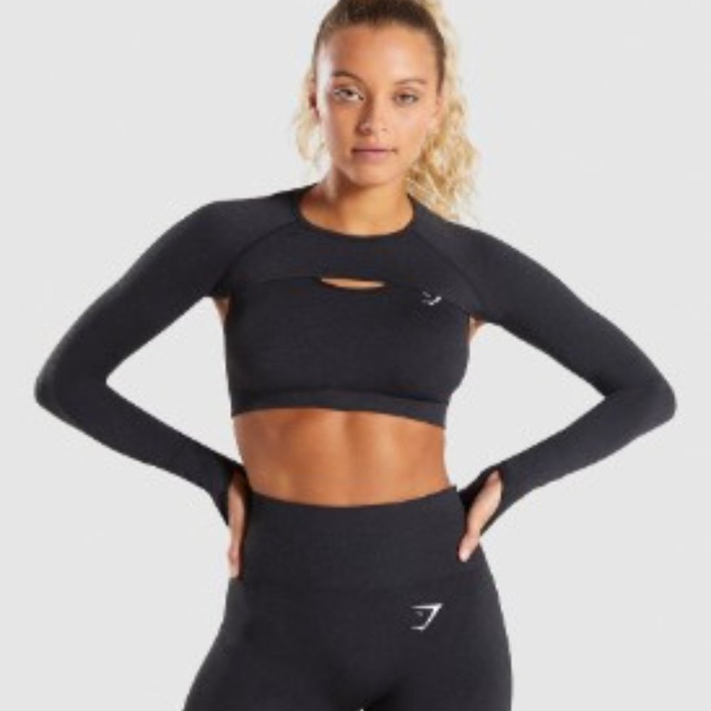 Gymshark Vital Seamless Shrug - Black Marl